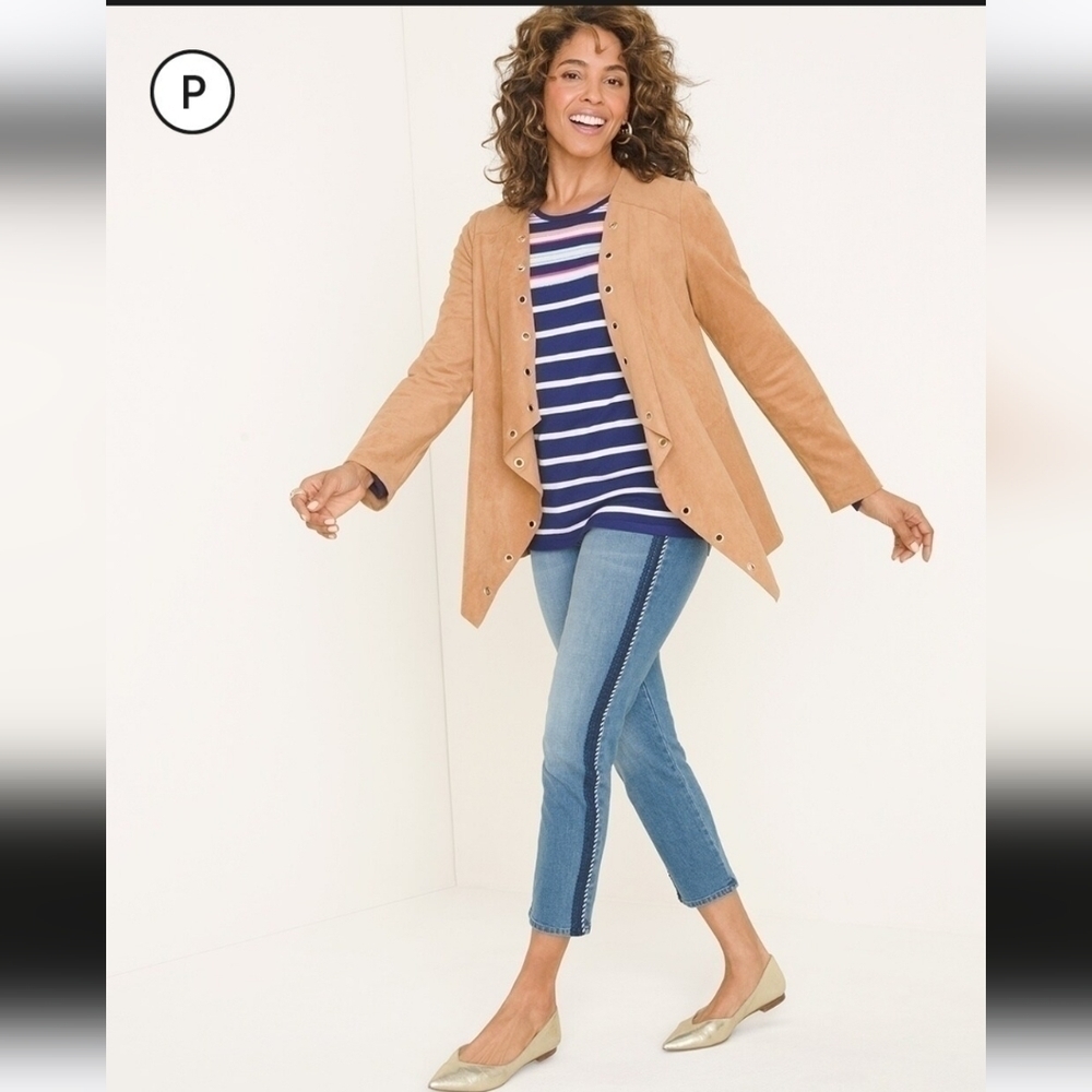 Chico's Slimming Petite Rope-Trim Girlfriend Crops